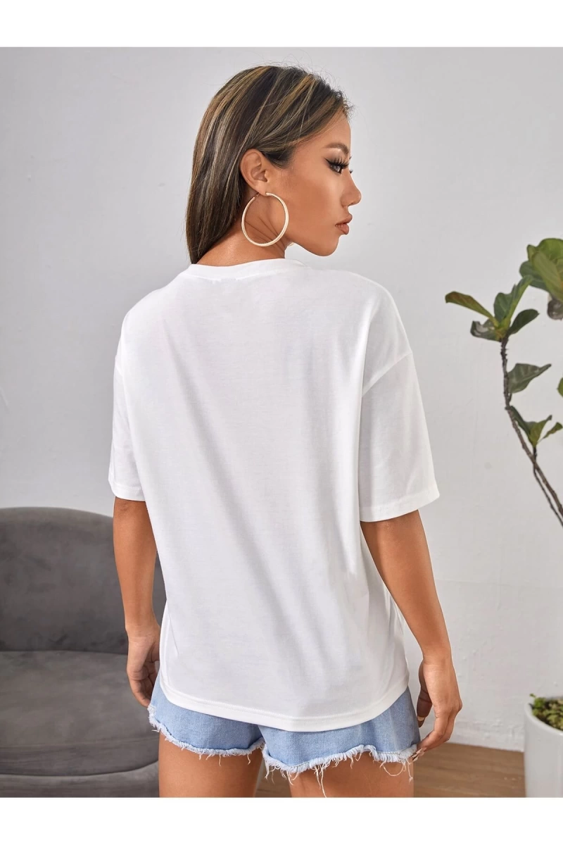 Karikatür ve Grafik tasarım Oversize T-shirt Cartoon/Letter serisi kod550