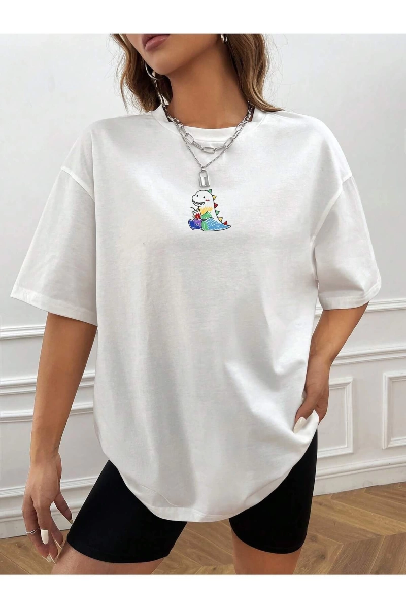 Karikatür ve Grafik tasarım Oversize T-shirt Cartoon/Letter serisi kod550
