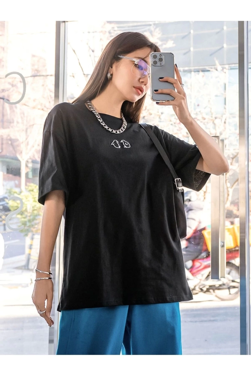 Karikatür ve Grafik tasarım Oversize T-shirt Cartoon/Letter serisi kod551