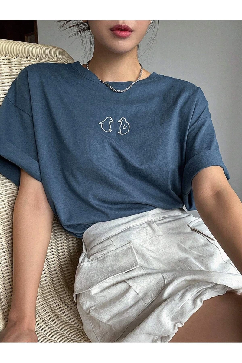 Karikatür ve Grafik tasarım Oversize T-shirt Cartoon/Letter serisi kod553