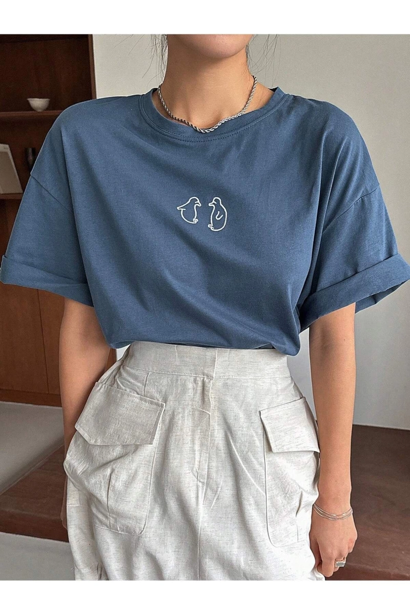 Karikatür ve Grafik tasarım Oversize T-shirt Cartoon/Letter serisi kod553