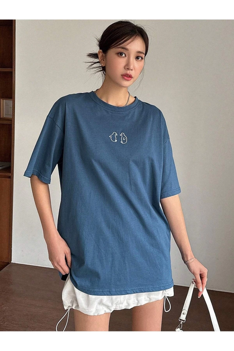 Karikatür ve Grafik tasarım Oversize T-shirt Cartoon/Letter serisi kod553