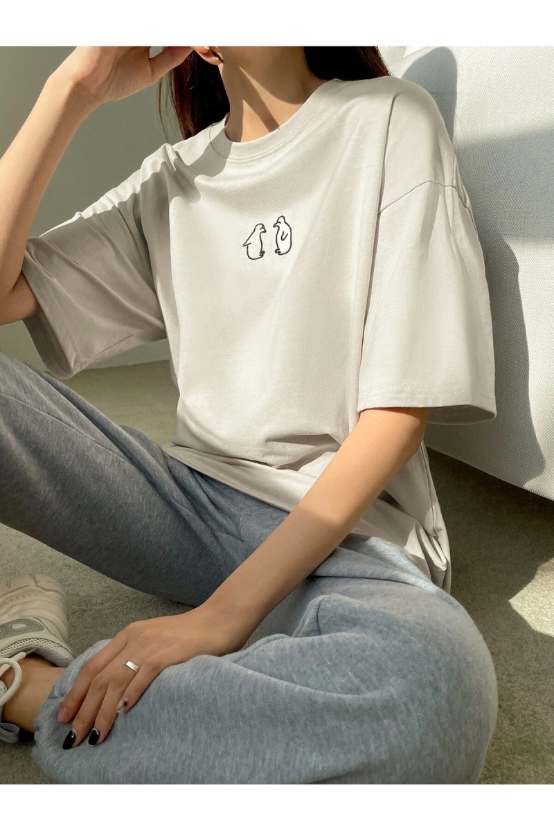 Karikatür ve Grafik tasarım Oversize T-shirt Cartoon/Letter serisi kod554