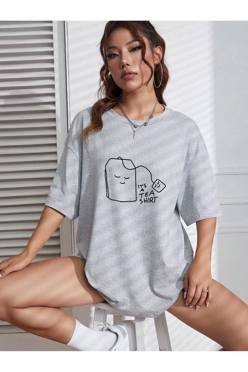 Karikatür ve Grafik tasarım Oversize T-shirt Cartoon/Letter serisi kod566