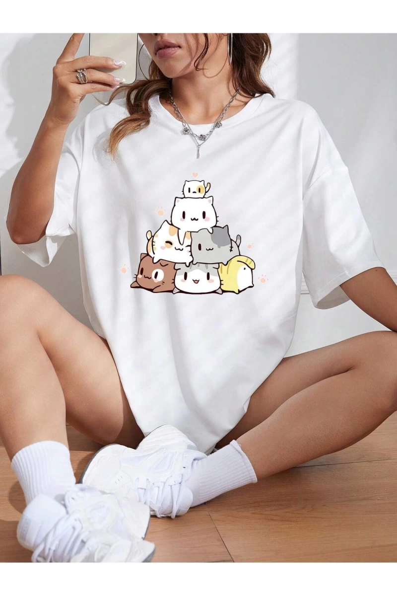 Karikatür ve Grafik tasarım Oversize T-shirt Cartoon/Letter serisi kod568