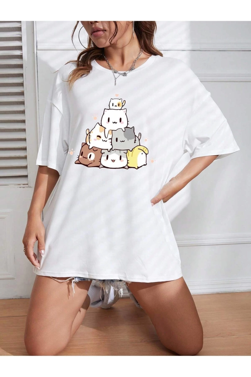 Karikatür ve Grafik tasarım Oversize T-shirt Cartoon/Letter serisi kod568