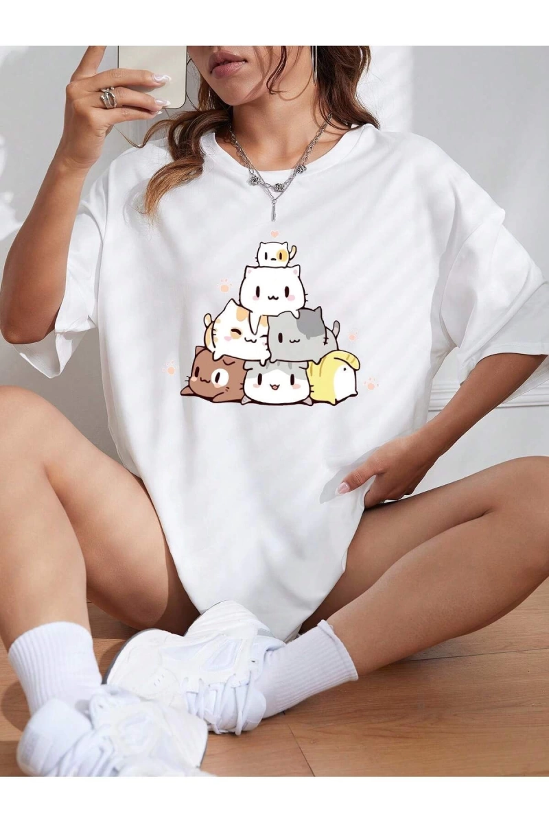 Karikatür ve Grafik tasarım Oversize T-shirt Cartoon/Letter serisi kod568