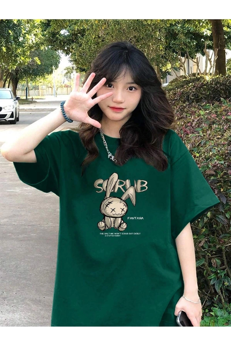 Karikatür ve Grafik tasarım Oversize T-shirt Cartoon/Letter serisi kod575