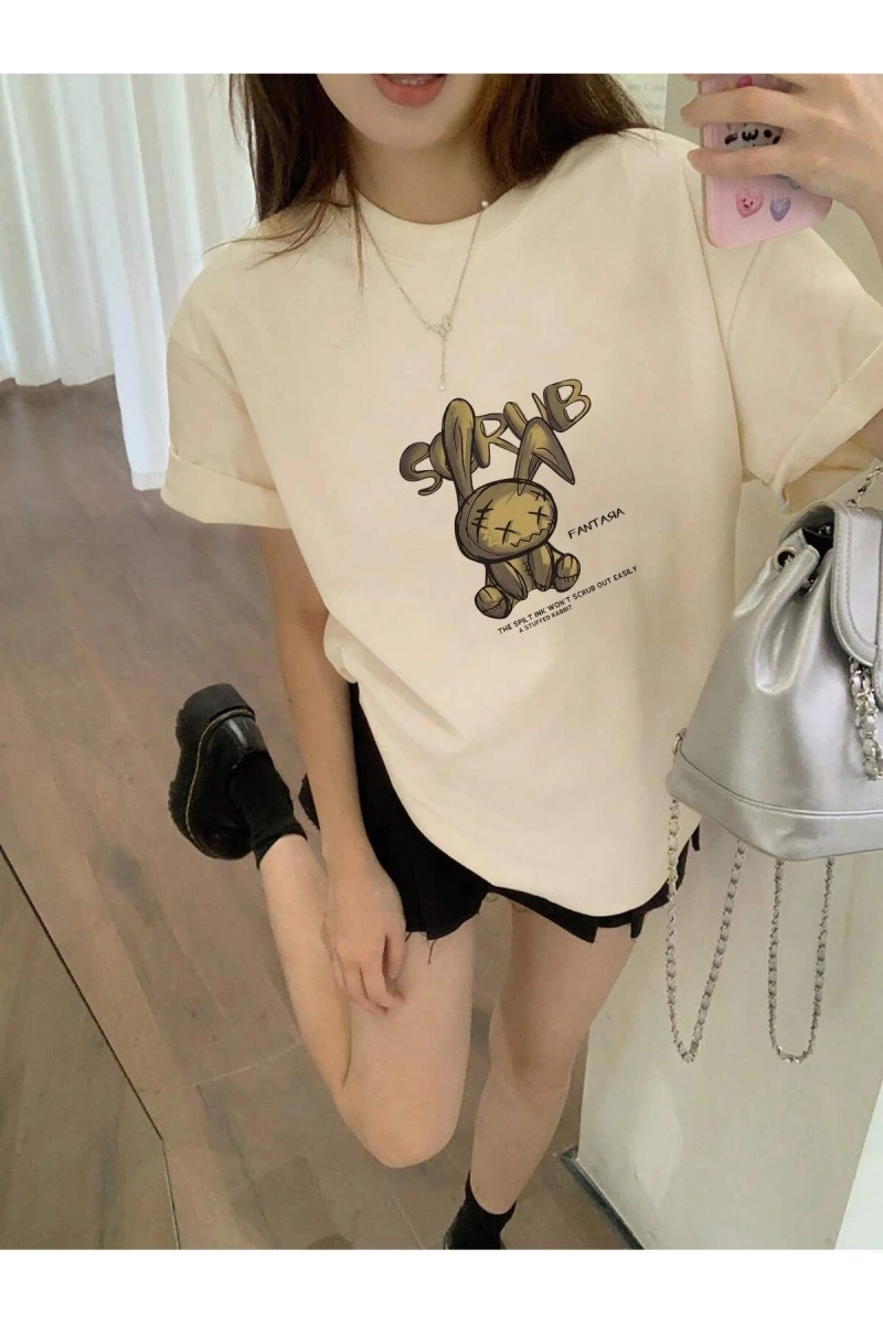 Karikatür ve Grafik tasarım Oversize T-shirt Cartoon/Letter serisi kod576