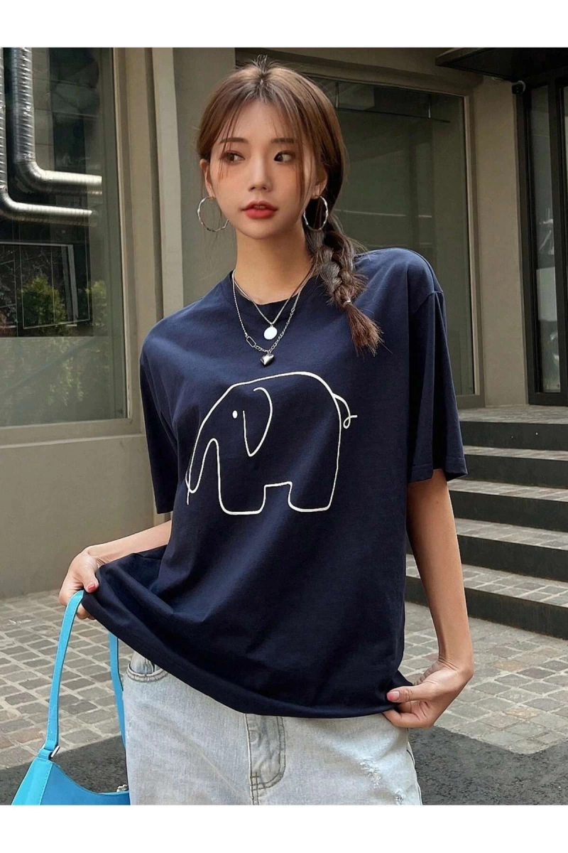 Karikatür ve Grafik tasarım Oversize T-shirt Cartoon/Letter serisi kod583