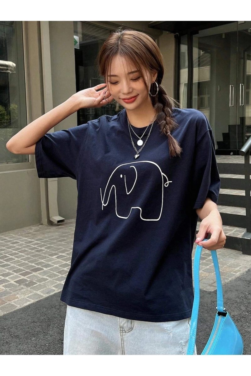 Karikatür ve Grafik tasarım Oversize T-shirt Cartoon/Letter serisi kod583