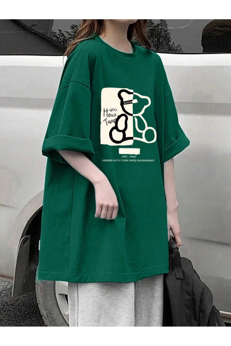 Karikatür ve Grafik tasarım Oversize T-shirt Cartoon/Letter serisi kod586