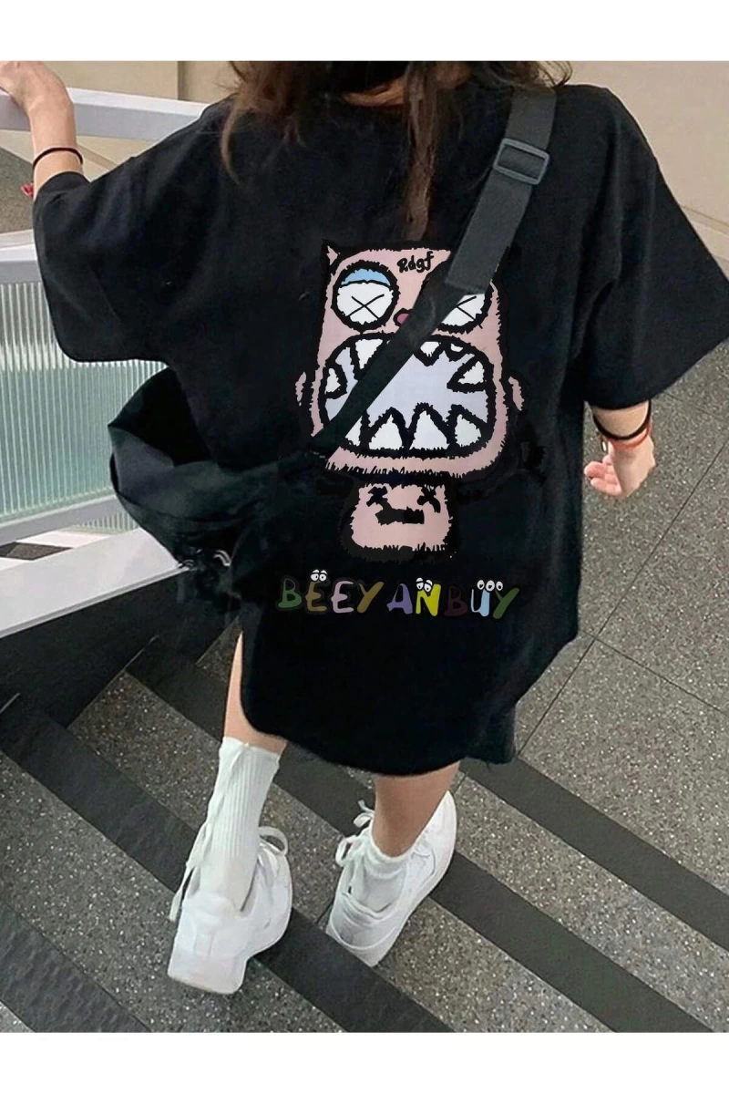 Karikatür ve Grafik tasarım Oversize T-shirt Cartoon/Letter serisi kod588