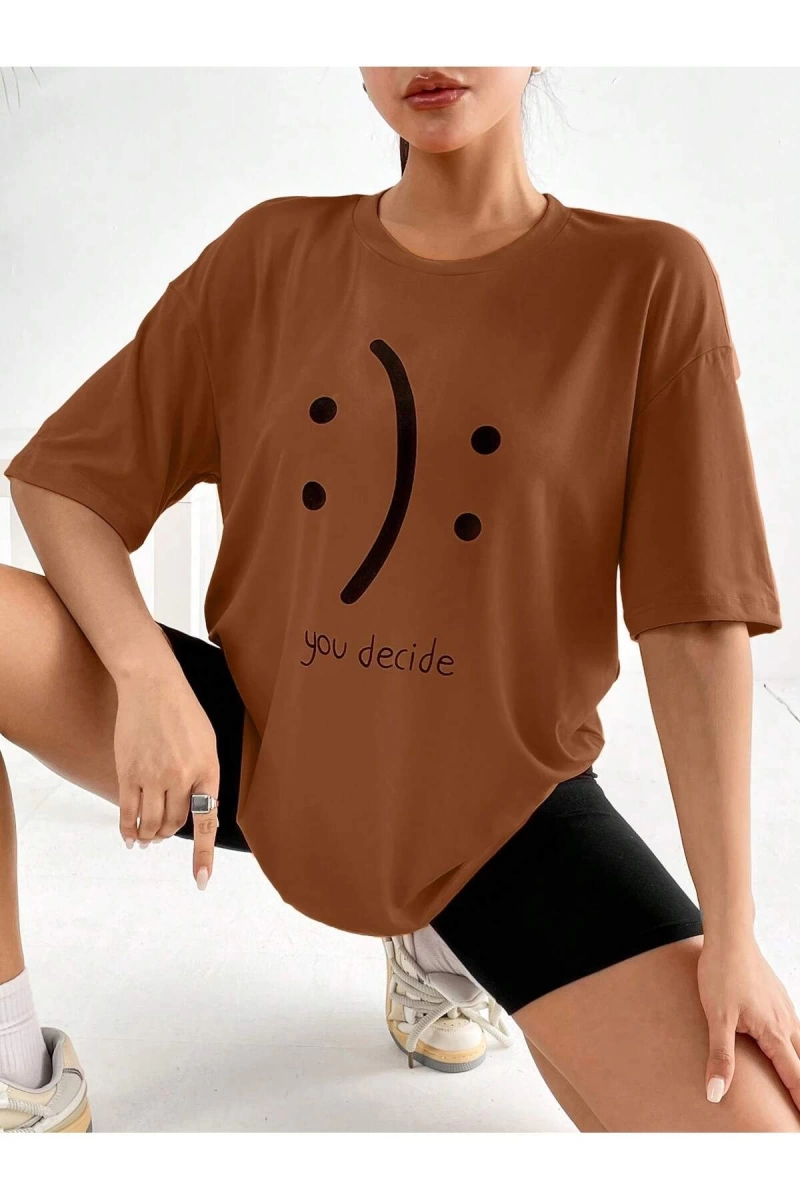 Karikatür ve Grafik tasarım Oversize T-shirt Cartoon/Letter serisi kod593