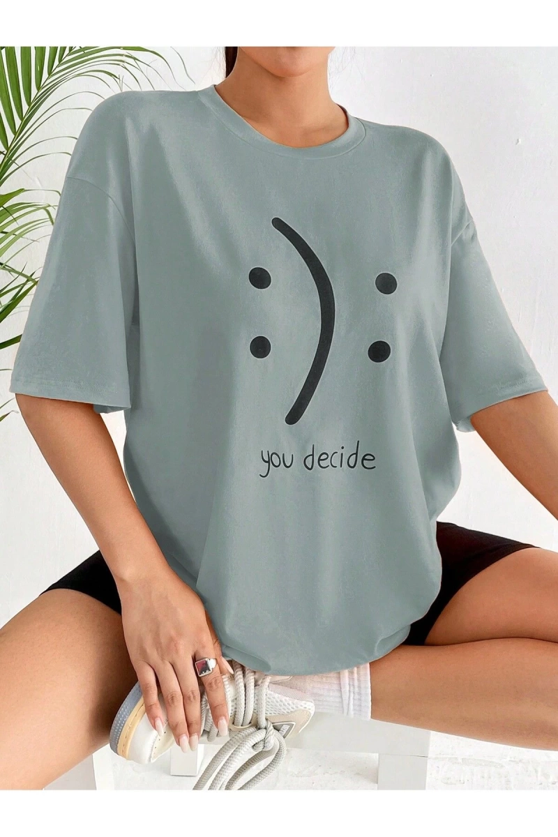 Karikatür ve Grafik tasarım Oversize T-shirt Cartoon/Letter serisi kod596