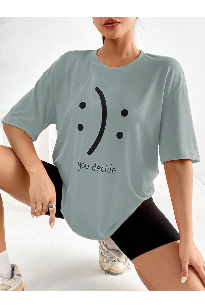 Karikatür ve Grafik tasarım Oversize T-shirt Cartoon/Letter serisi kod596