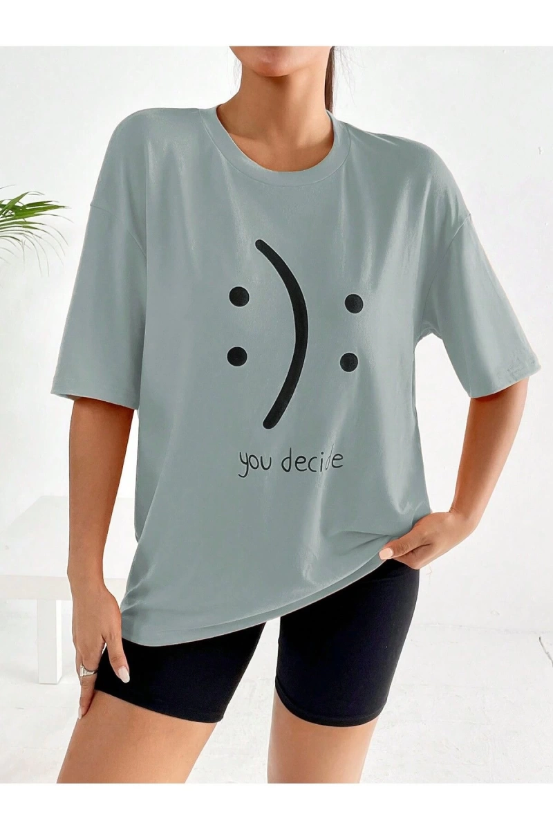 Karikatür ve Grafik tasarım Oversize T-shirt Cartoon/Letter serisi kod596
