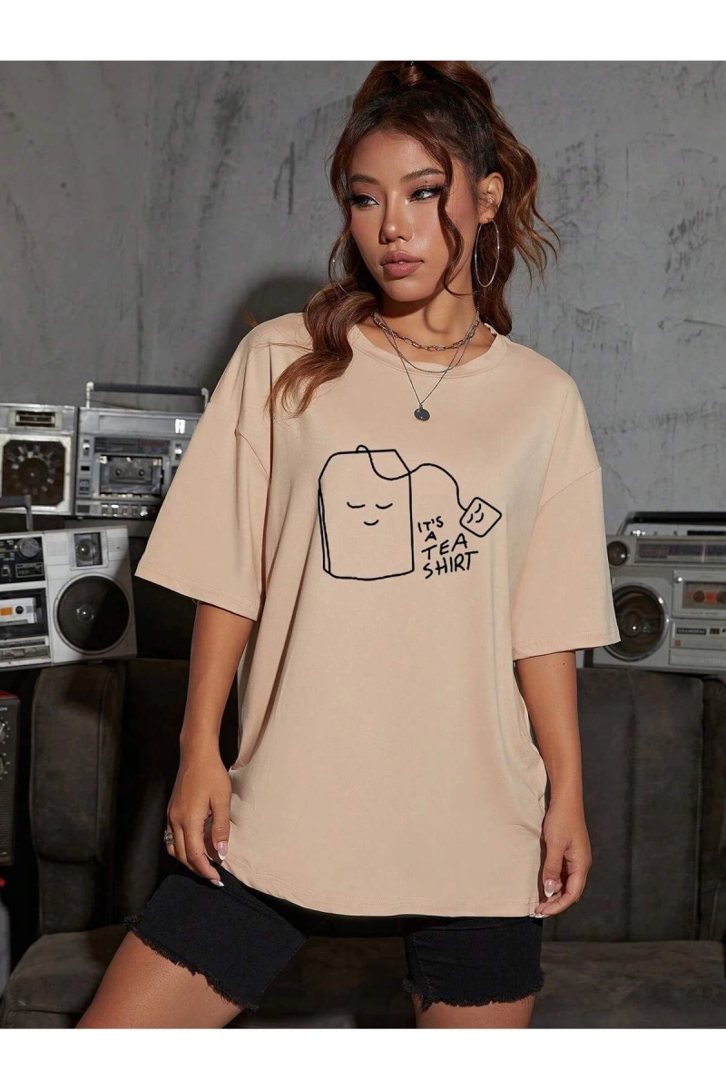 Karikatür ve Grafik tasarım Oversize T-shirt Cartoon/Letter serisi kod601