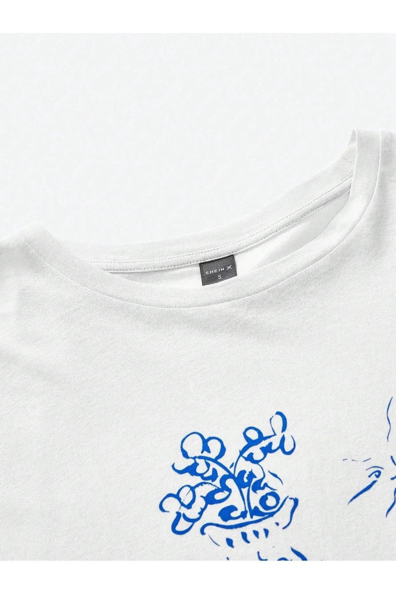Karikatür ve Grafik tasarım Oversize T-shirt Cartoon/Letter serisi kod604
