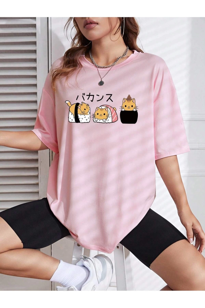 Karikatür ve Grafik tasarım Oversize T-shirt Cartoon/Letter serisi kod616