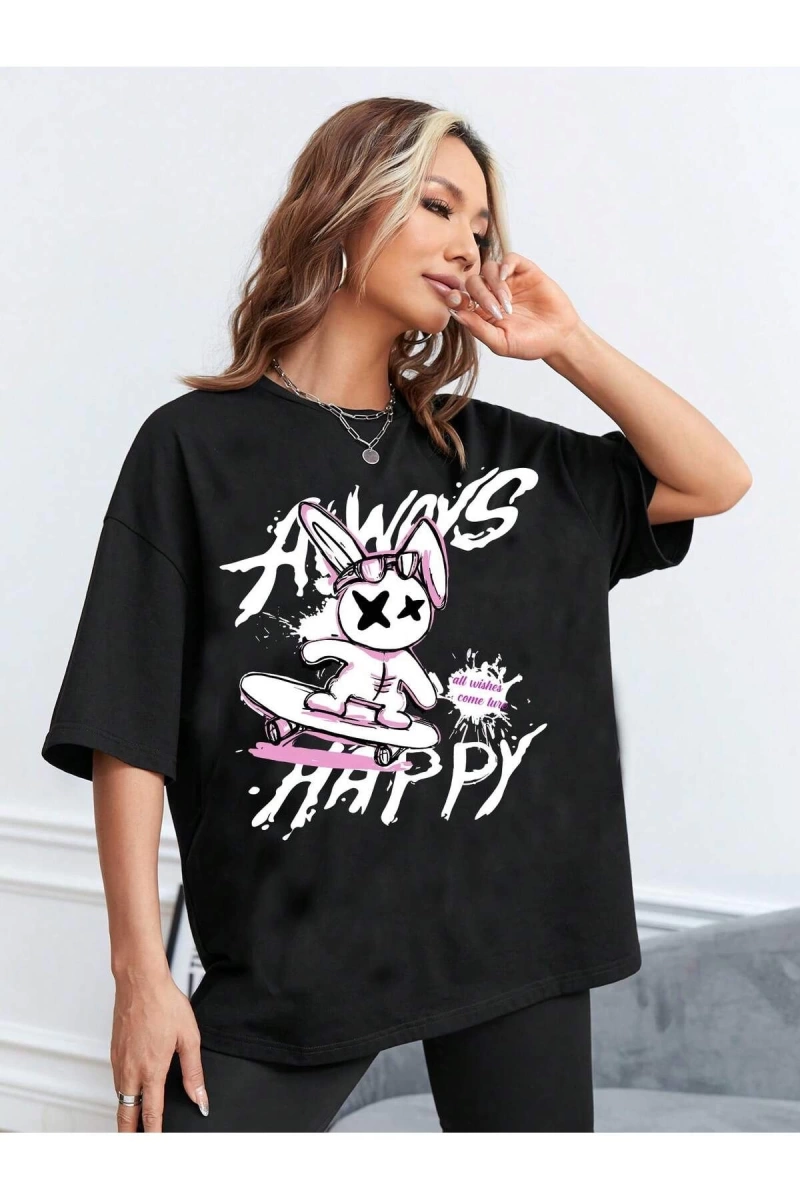 Karikatür ve Grafik tasarım Oversize T-shirt Cartoon/Letter serisi kod631