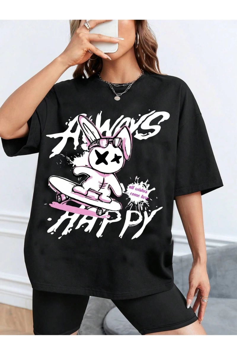 Karikatür ve Grafik tasarım Oversize T-shirt Cartoon/Letter serisi kod631