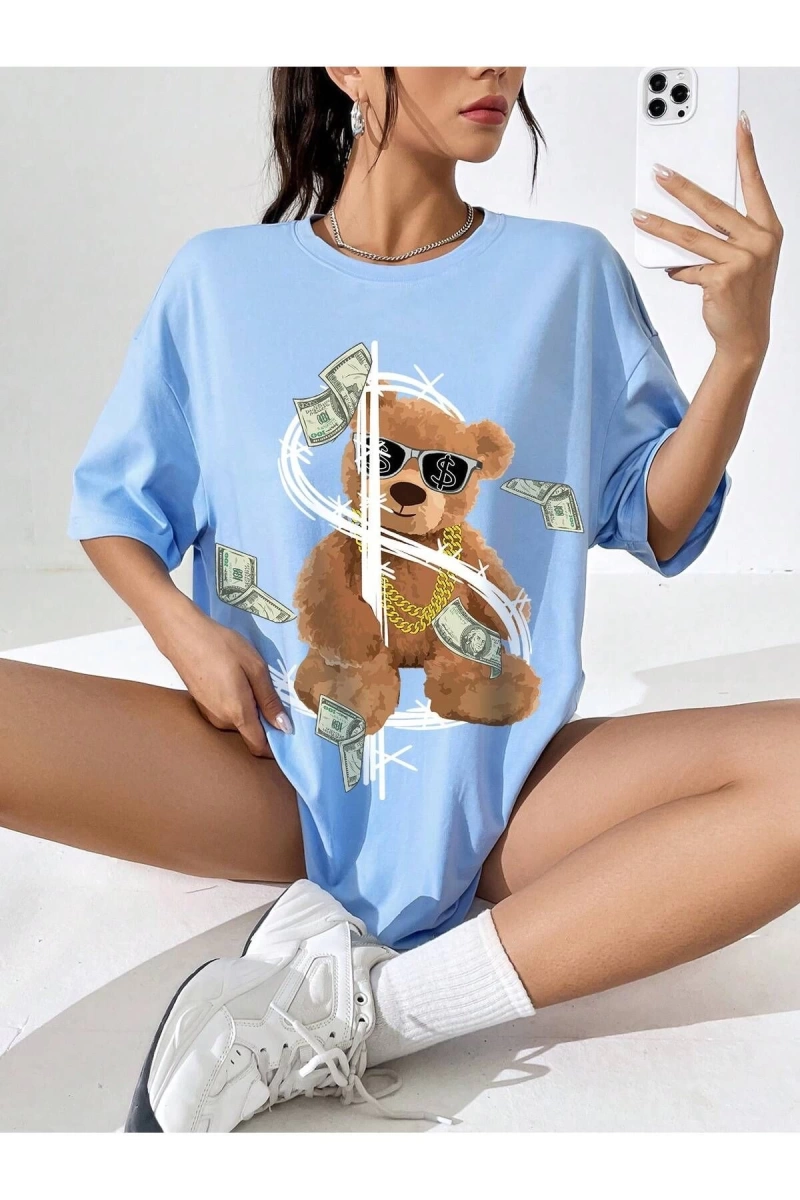 Karikatür ve Grafik tasarım Oversize T-shirt Cartoon/Letter serisi kod643
