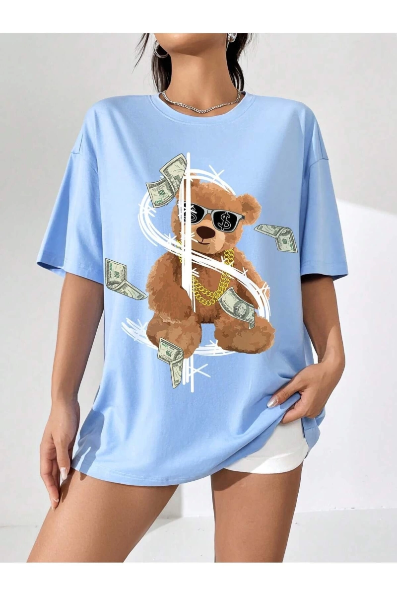 Karikatür ve Grafik tasarım Oversize T-shirt Cartoon/Letter serisi kod643