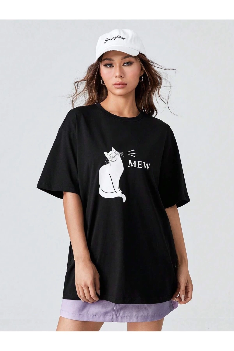 Karikatür ve Grafik tasarım Oversize T-shirt Cartoon/Letter serisi kod651
