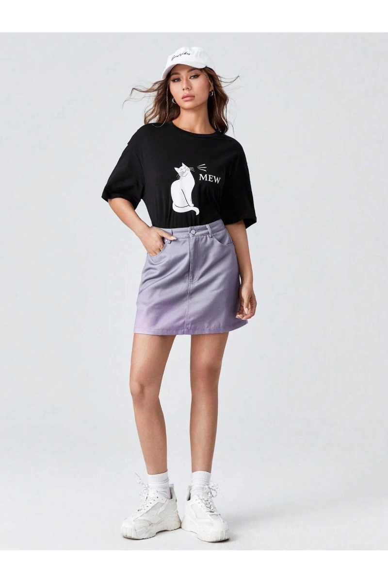 Karikatür ve Grafik tasarım Oversize T-shirt Cartoon/Letter serisi kod651