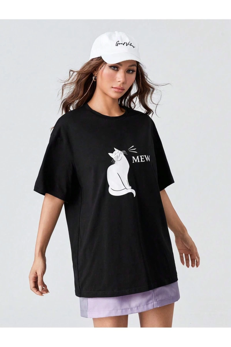 Karikatür ve Grafik tasarım Oversize T-shirt Cartoon/Letter serisi kod651