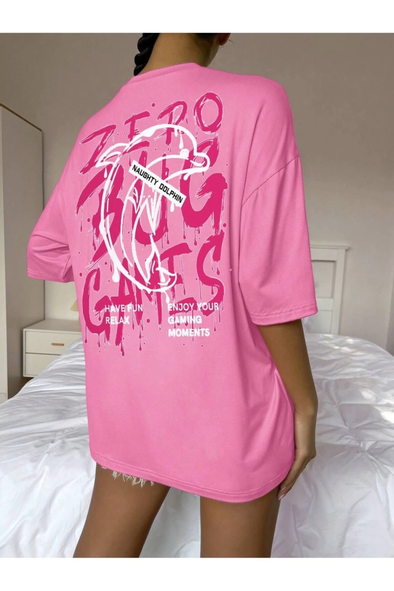 Karikatür ve Grafik tasarım Oversize T-shirt Cartoon/Letter serisi kod674