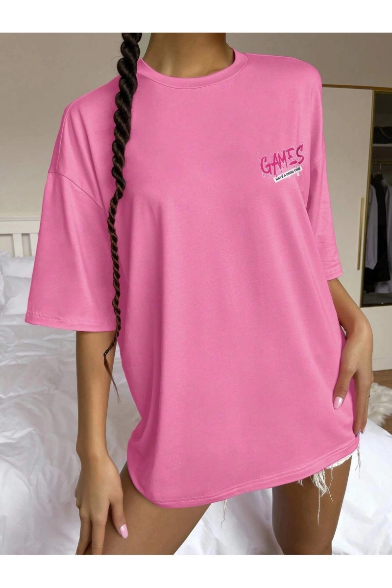 Karikatür ve Grafik tasarım Oversize T-shirt Cartoon/Letter serisi kod674