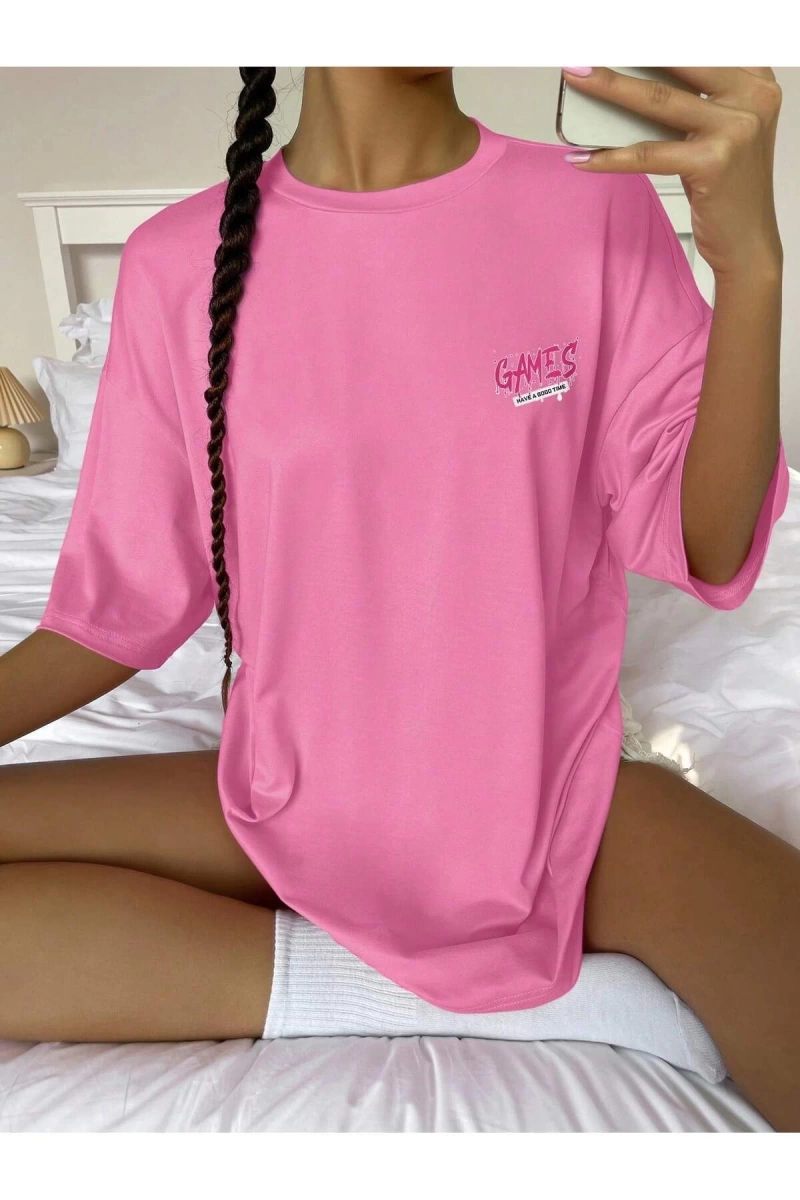 Karikatür ve Grafik tasarım Oversize T-shirt Cartoon/Letter serisi kod674