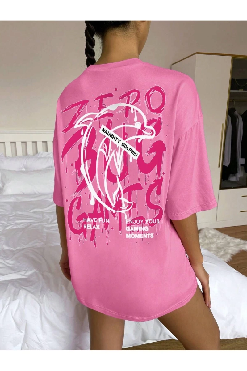 Karikatür ve Grafik tasarım Oversize T-shirt Cartoon/Letter serisi kod674