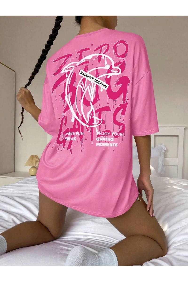 Karikatür ve Grafik tasarım Oversize T-shirt Cartoon/Letter serisi kod674
