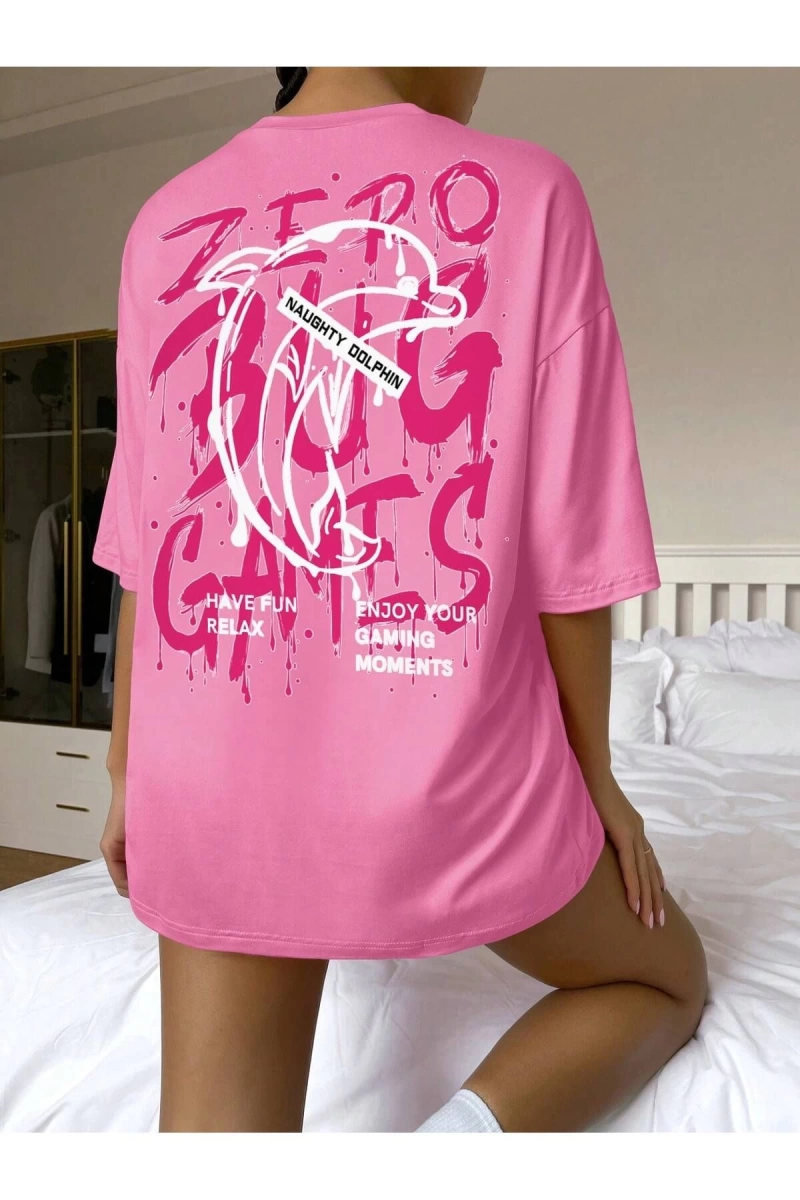Karikatür ve Grafik tasarım Oversize T-shirt Cartoon/Letter serisi kod674