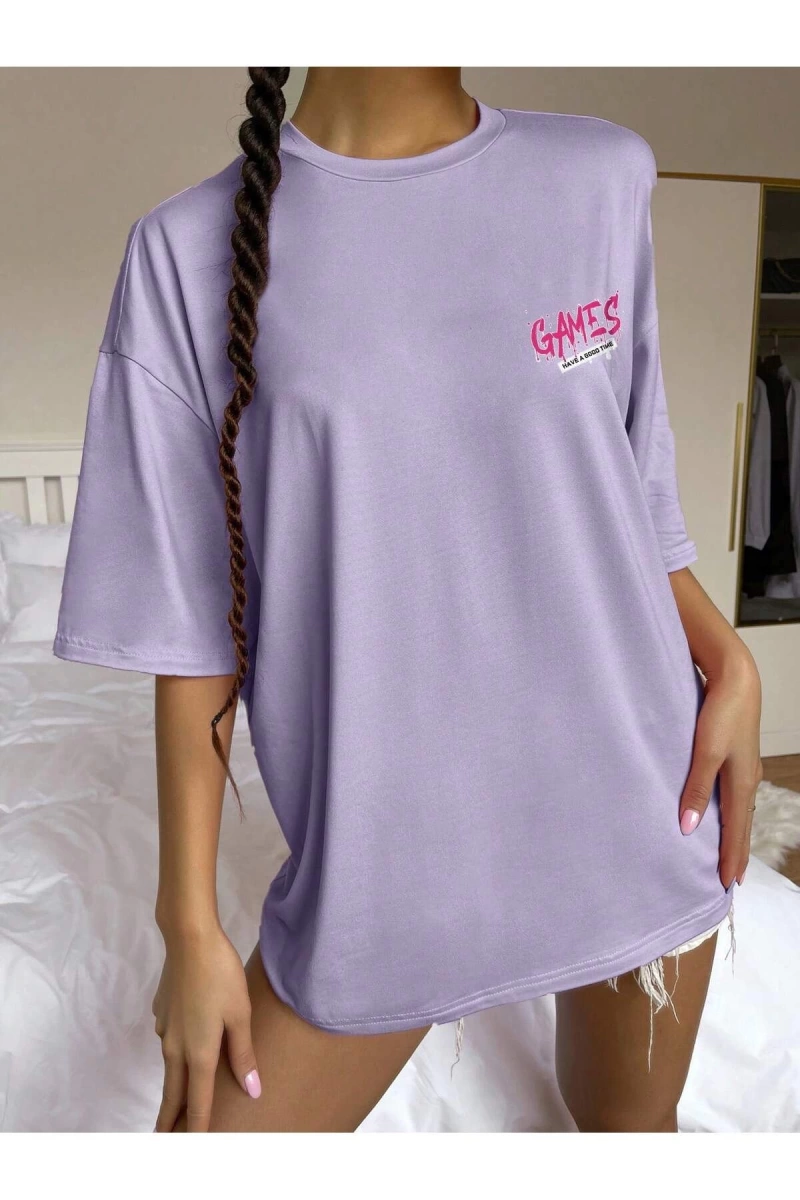 Karikatür ve Grafik tasarım Oversize T-shirt Cartoon/Letter serisi kod678