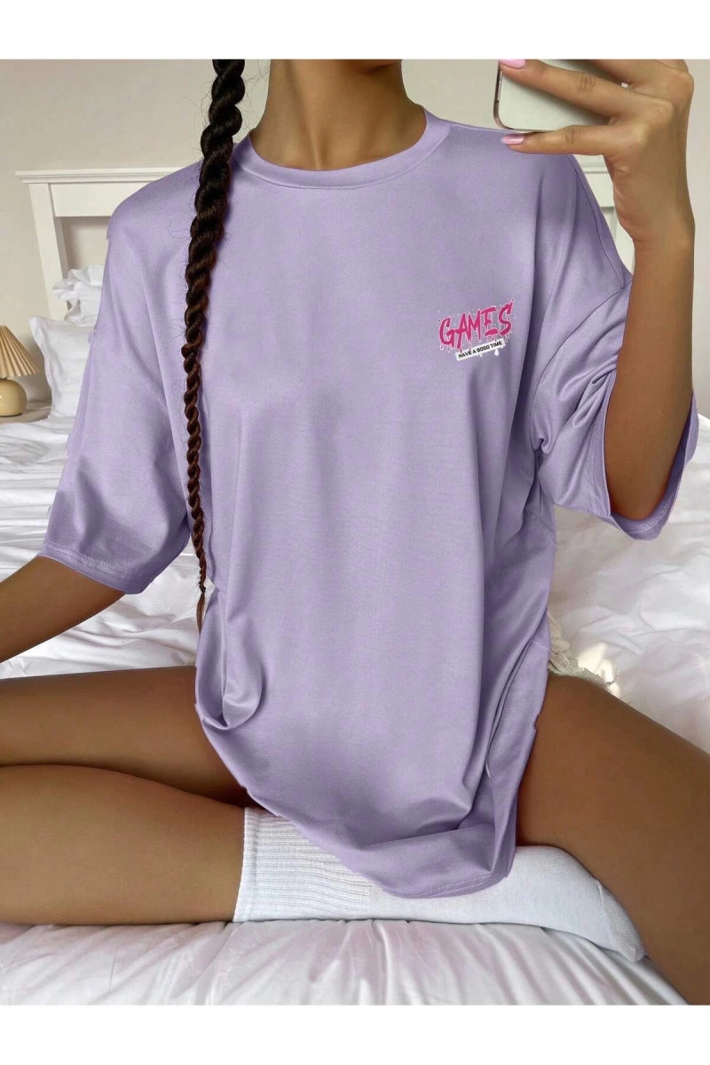Karikatür ve Grafik tasarım Oversize T-shirt Cartoon/Letter serisi kod678