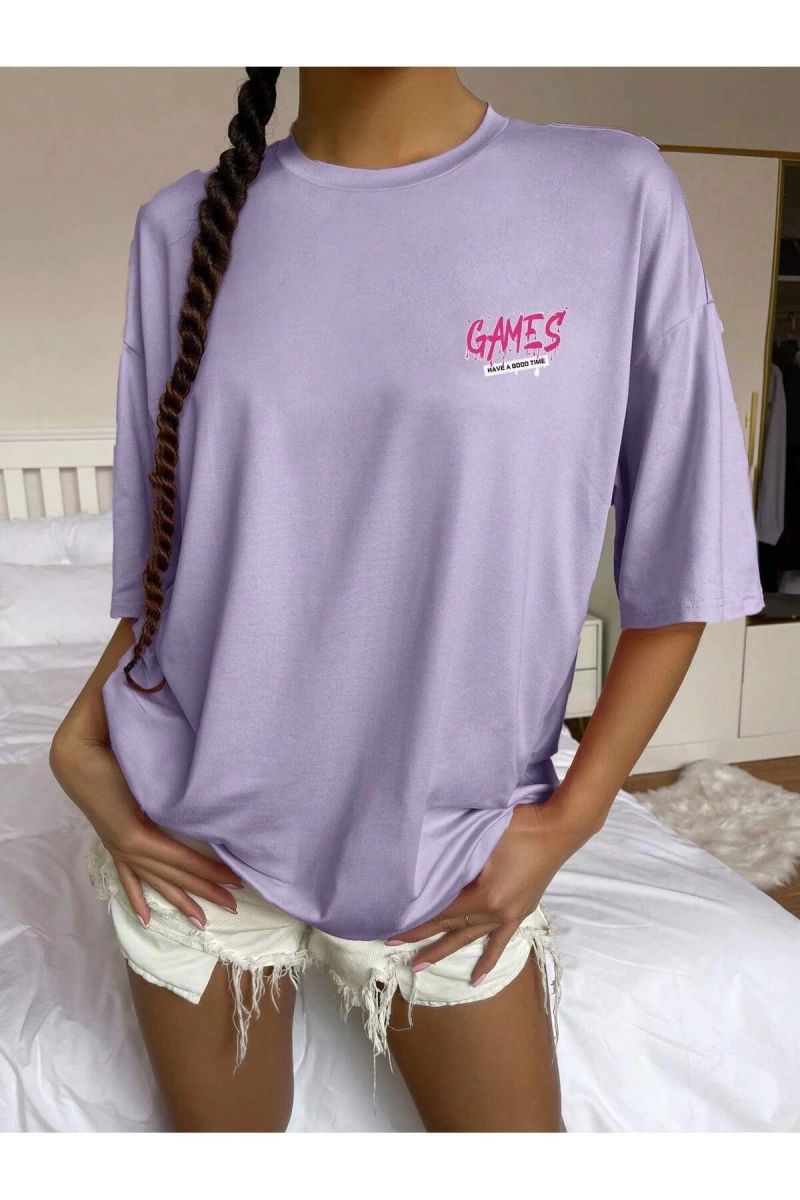 Karikatür ve Grafik tasarım Oversize T-shirt Cartoon/Letter serisi kod678