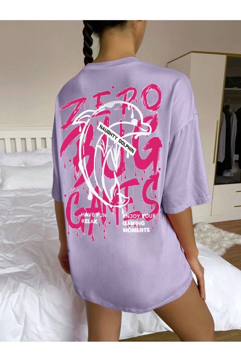 Karikatür ve Grafik tasarım Oversize T-shirt Cartoon/Letter serisi kod678
