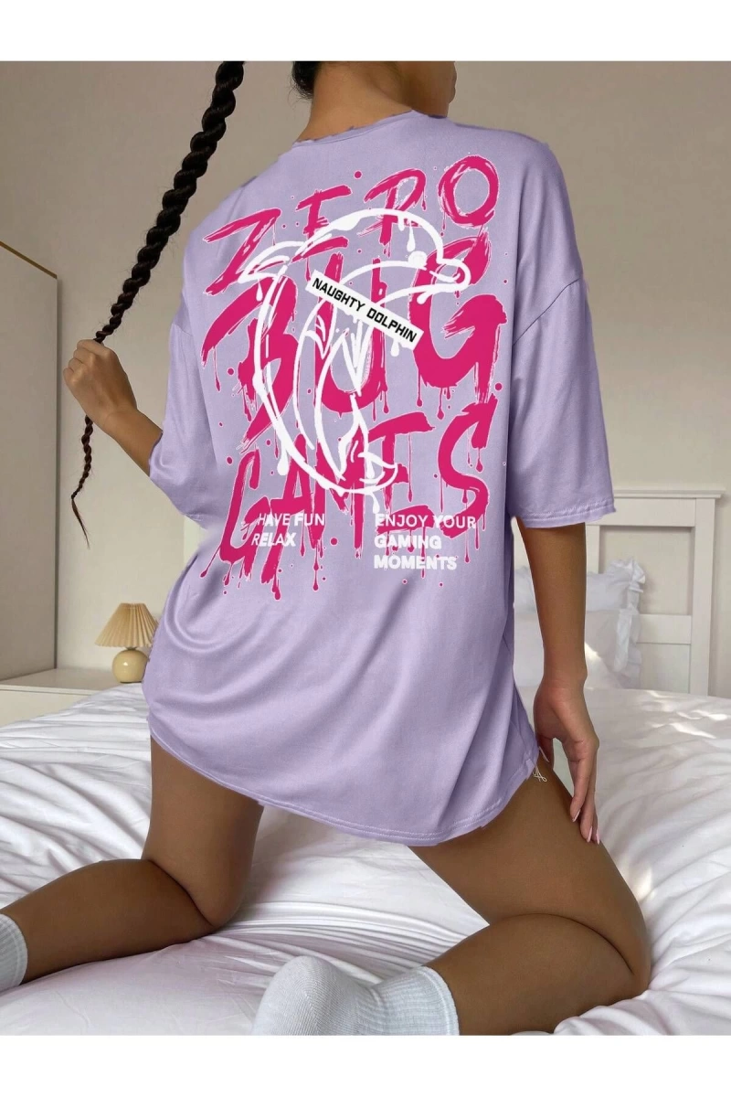 Karikatür ve Grafik tasarım Oversize T-shirt Cartoon/Letter serisi kod678