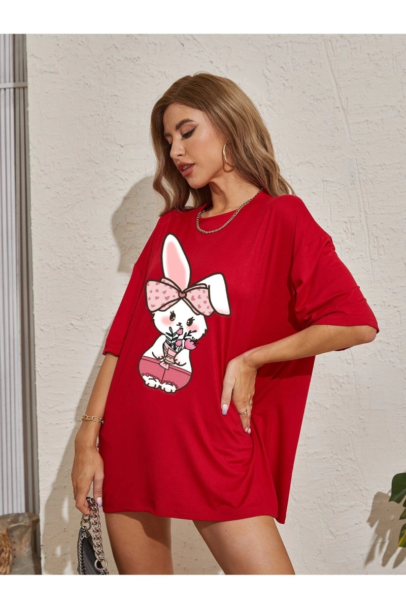 Karikatür ve Grafik tasarım Oversize T-shirt Cartoon/Letter serisi kod685