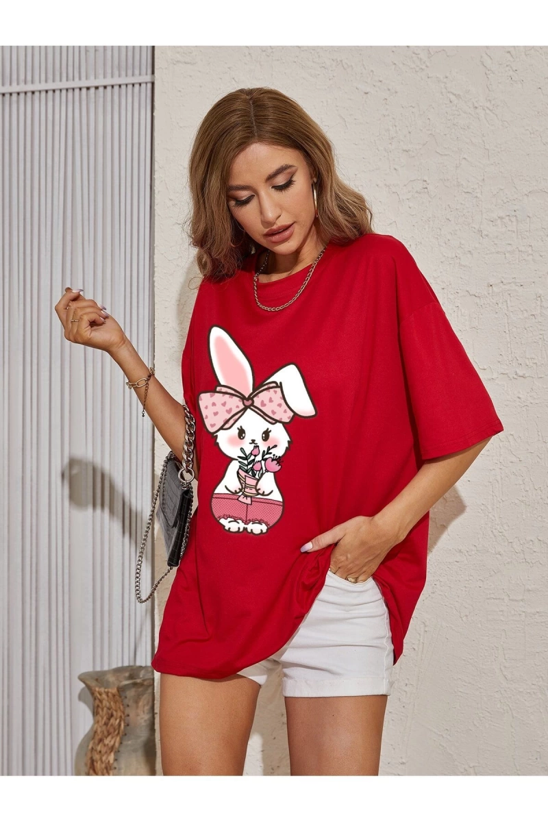 Karikatür ve Grafik tasarım Oversize T-shirt Cartoon/Letter serisi kod685