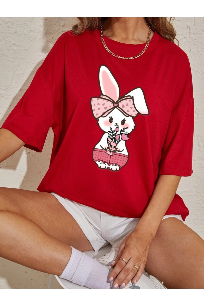 Karikatür ve Grafik tasarım Oversize T-shirt Cartoon/Letter serisi kod685