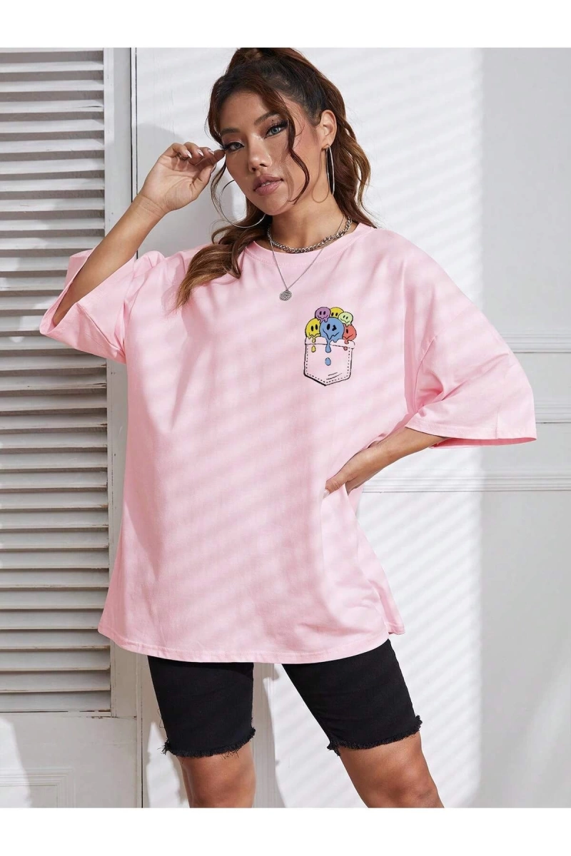 Karikatür ve Grafik tasarım Oversize T-shirt Cartoon/Letter serisi kod689