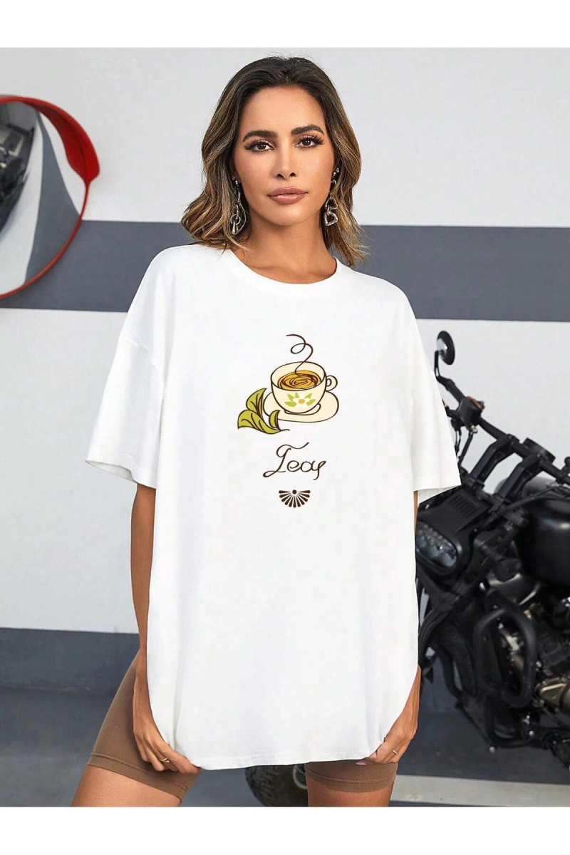 Karikatür ve Grafik tasarım Oversize T-shirt Cartoon/Letter serisi kod706