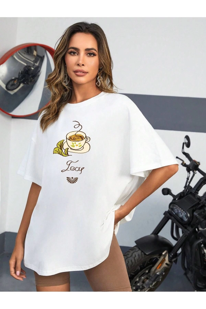 Karikatür ve Grafik tasarım Oversize T-shirt Cartoon/Letter serisi kod706