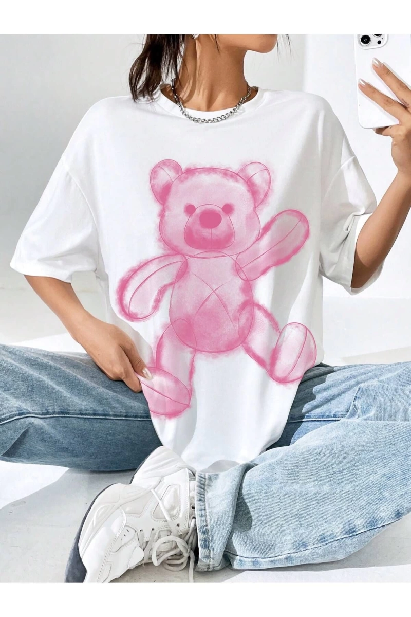 Karikatür ve Grafik tasarım Oversize T-shirt Cartoon/Letter serisi kod716