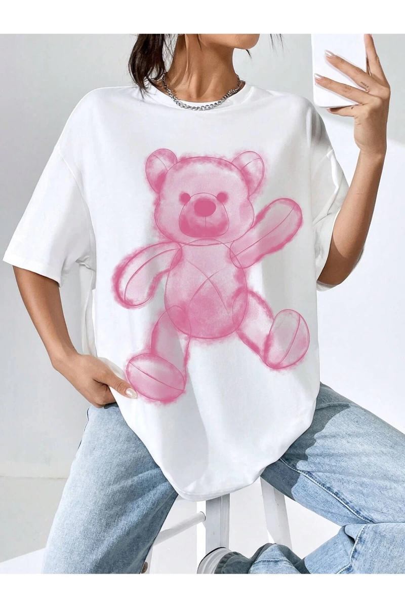Karikatür ve Grafik tasarım Oversize T-shirt Cartoon/Letter serisi kod716